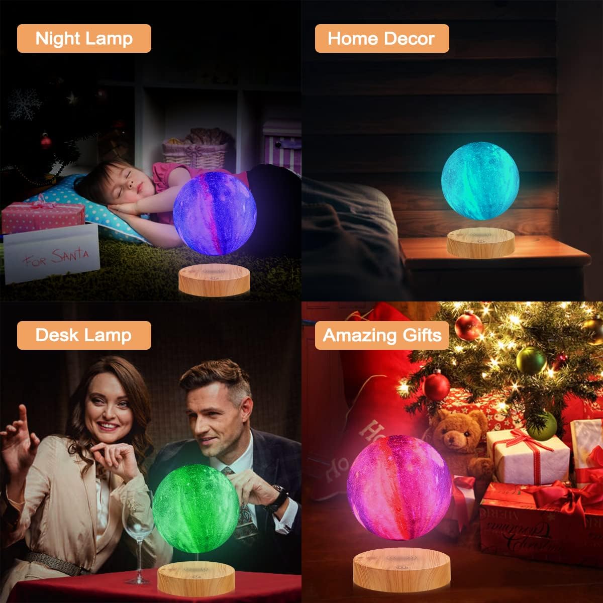 VGAzer Levitating Moon Lamp 5.9 Inch 16 Colors Galaxy Moon Lamp 3D Moon LED Light with Remote Control for Unique Gifts,Room Decor,Night Light,Office Desk Toys