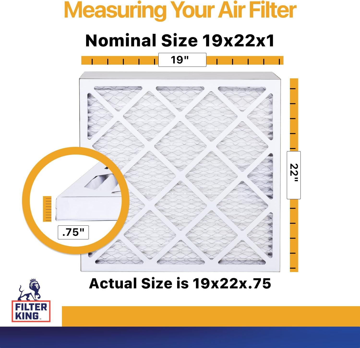 Filter King 19x22x1 Air Filter | 4-PACK | MERV 13 HVAC Pleated A/C Furnace Filters | MADE IN USA | Actual Size: 19 x 22 x .75"