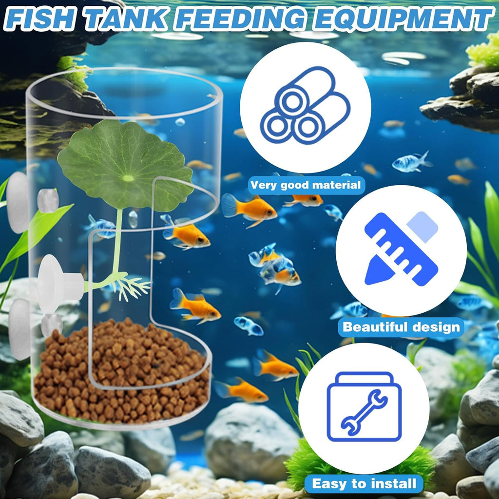 Fish Tank Food Tray with Suction Cups Comes with Two Single-Layer Small Lotus Leaves, Feeding Tube Supplies, Breeder Box for Aquarium, Round Aquariums & Fish Bowls Accessories
