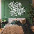 Jogwenu Monstera Leaf Metal Wall Art, Monstera Leaf Metal Wall Decor, Leaves Wall Decor, Tropical Wall Art, Plant Wall Decoration, Nature Wall Hanging, Bedroom Wall Hanging (White, 41"x38"/105x95cm)
