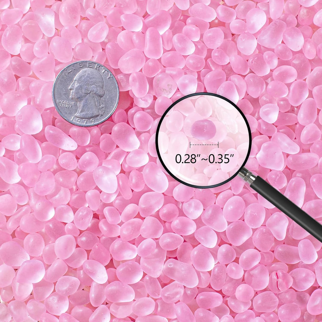 Keedolla 14oz Sea Glass Stones Frosted Glass Pebbles Gemstones for Aquarium Rocks, Fish Tank Gravel, Vase Fillers, DIY Crafts - Fluorescent Pink