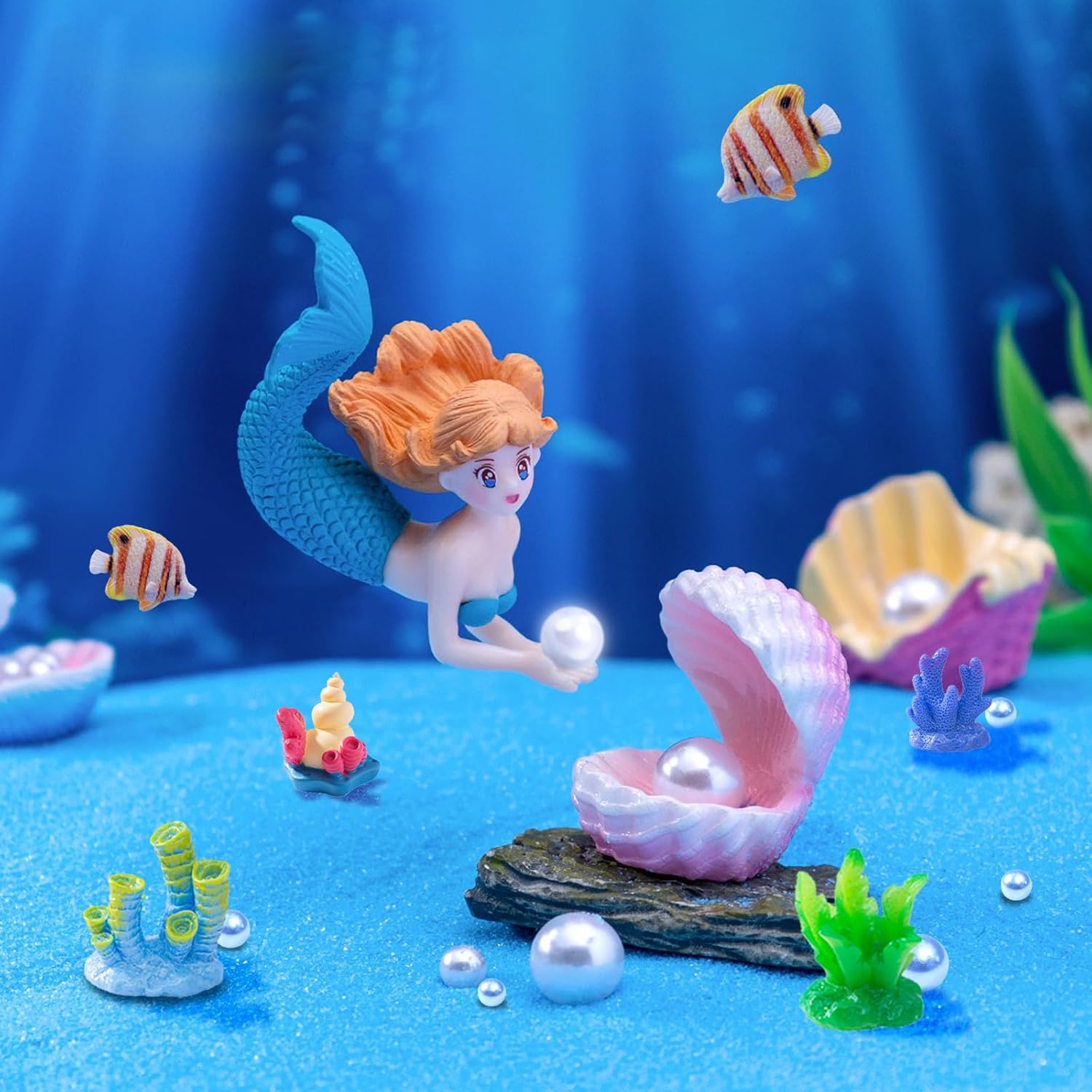 28pcs Mini Resin Animal Models,Mermaid Figurine Ornament Set, for Mermaid Aquarium Decor Classroom Treasure Chest Toys Miniature Dollhouse Decoration Cake Decorations