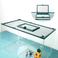 Magnetic Fish Tank Cover with Feeding Window Green Frame Grey Fiberglass Mesh, DIY Magnetic Fish Tank Lid 39"x19"(100x50CM), Preventing Fish from Jumping Out The Size can be Adjusted Smaller
