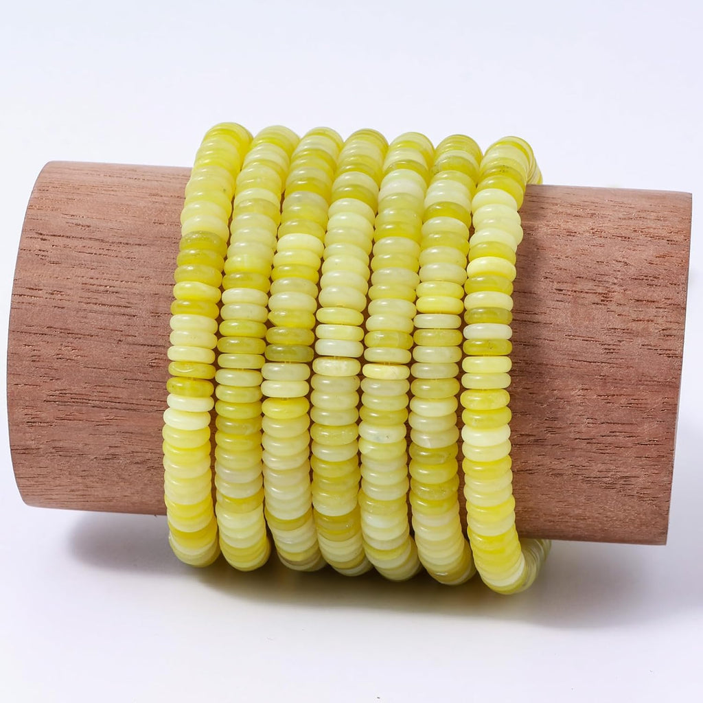 Natural Lemon Jade Disk Stone Spacer Beads 6x2mm 38cm/str Flat Rondelle Loose Semi Gemstone Caps for Making Bracelets Necklace