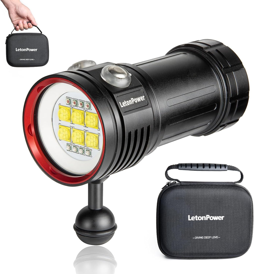Diving Flashlight, L24 12000Lumens Dive Light,100m Underwater Video Light, Scuba Dive Lights, Underwater flashlights with Type-C Charging for Professional Under Water Sports