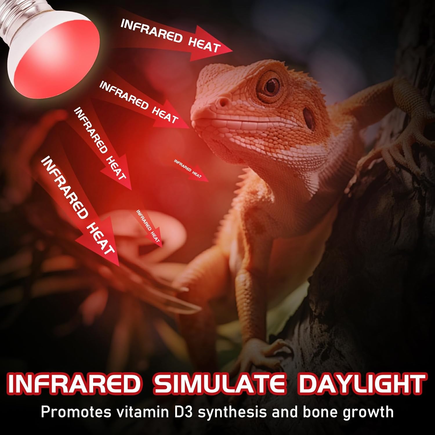 Infrared Reptile Heat Lamp, UVA Red Heat Light Bulb 40W, 2 Pack Reptile Heat Bulb, Infrared Basking Spot Light for Snake, Leopard Gecko, Turtle, Lizard