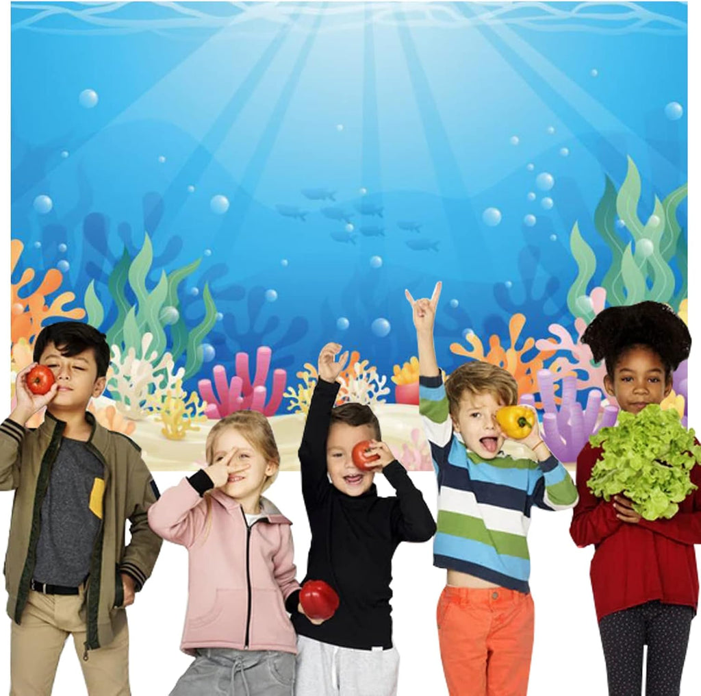 8x6FT Underwater World Landscapes Backdrop Colorful Reefs and Algae Decoration Sun Ray Ocean Photography Background Baby Kids Sea Theme Party Backdrops Baby Shower Shoot Photo Video Studio Prop