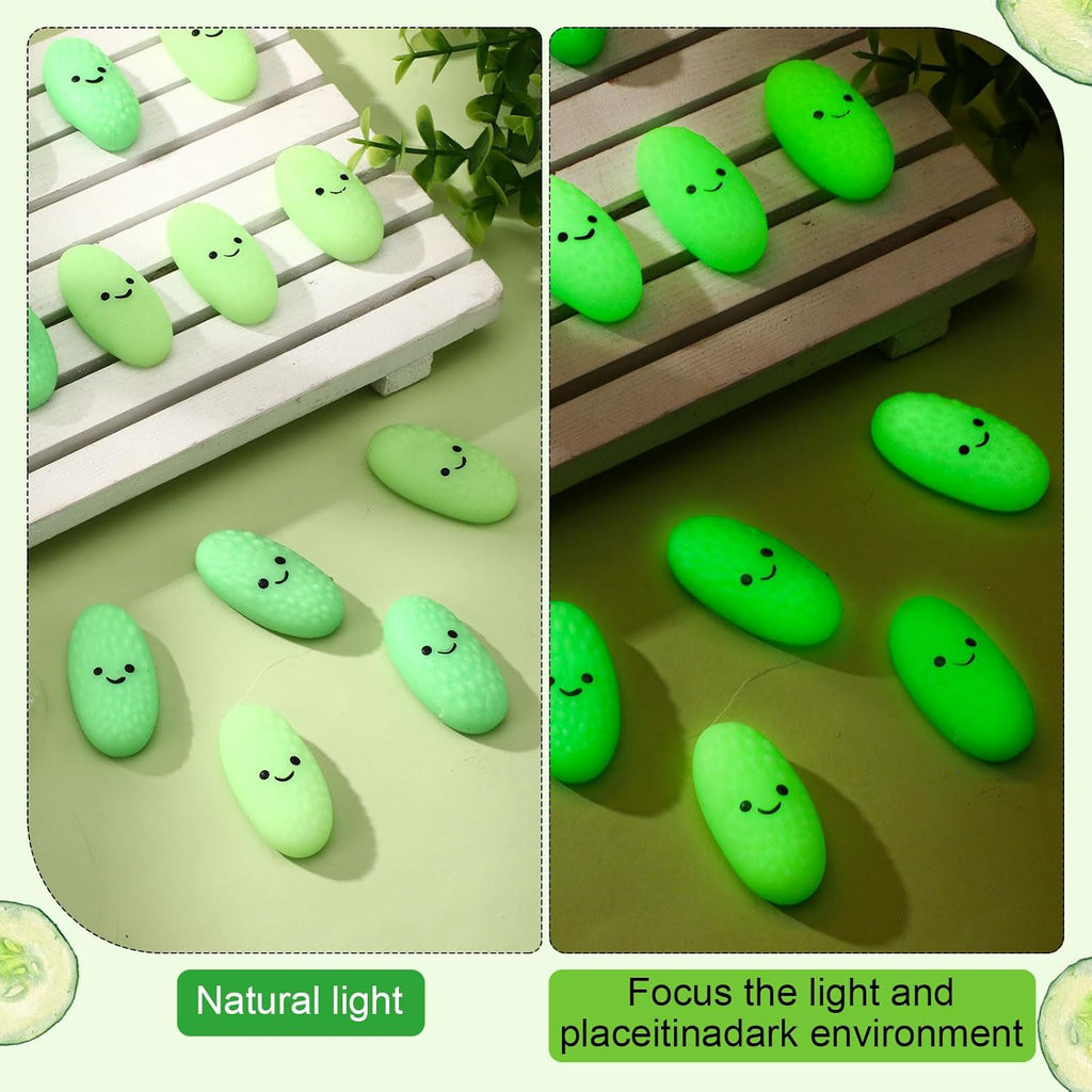 Wettarn 30 Sets Emotional Luminous Pickle Stress Ball Gift Bulk Office Christmas Appreciation Gift Cute Inspirational Pickle Squeeze Mini Stress Relief Ball Positive Card for Coworker Nurse Staff