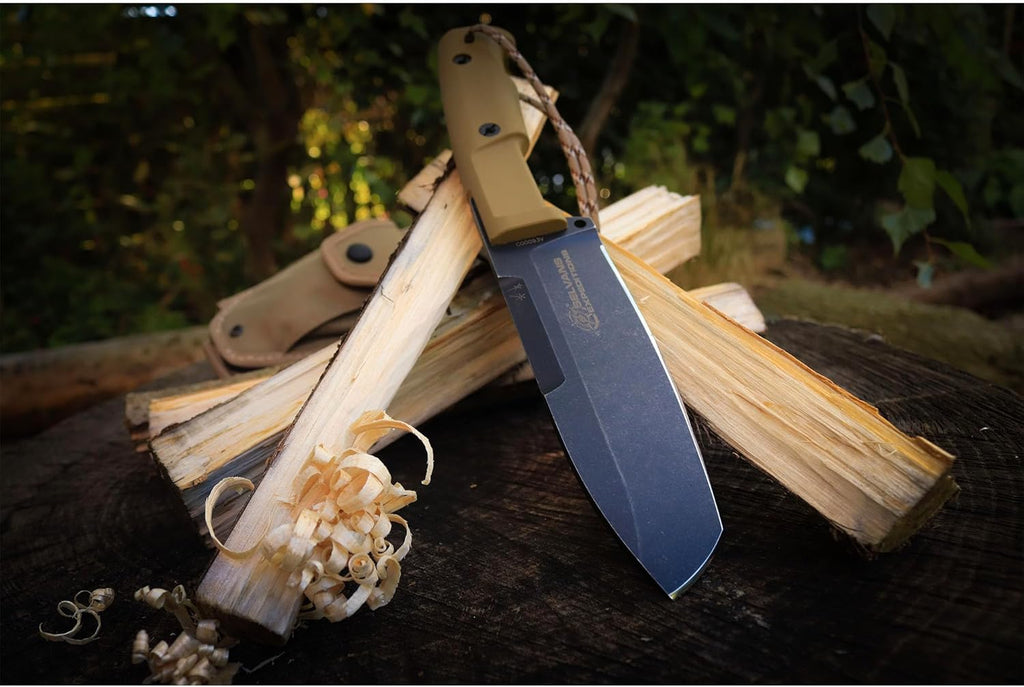 Extrema Ratio - Selvans Expeditions (Desert) Fixed Blade Knife, Böhler N690 Steel Blade Hardened to 58 HRC, Dark Stone Finish, Full-Tang Design, Ergonomic Forprene Handle, Handcrafted in Italy, Heavy-Duty Outdoor Knife
