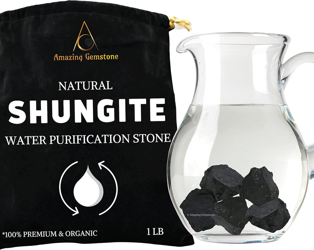 Amazing Gemstone Shungite Raw Crystals and Healing Stones, Natural Rocks for Tumbling and DIY Raw Stones and Crystals (1 LB)