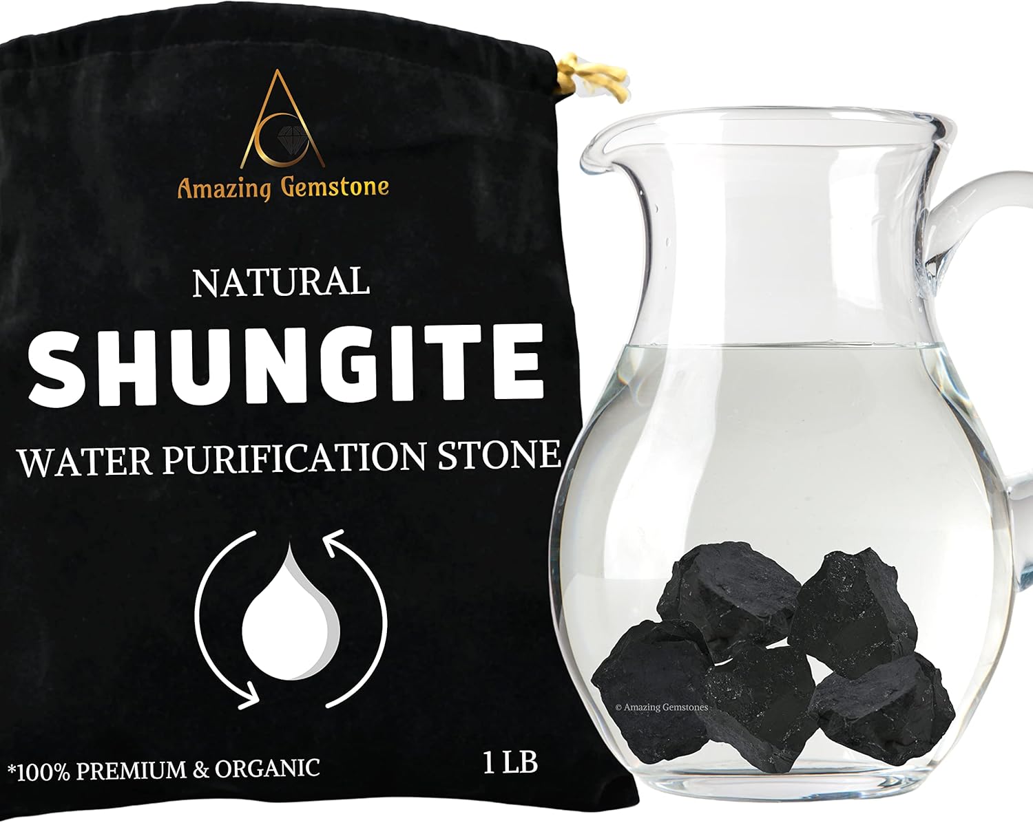 Amazing Gemstone Shungite Raw Crystals and Healing Stones, Natural Rocks for Tumbling and DIY Raw Stones and Crystals (1 LB)