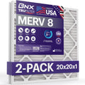 BNX 20x20x1 MERV 8 Air Filter 2 Pack - MADE IN USA - Electrostatic Pleated Air Conditioner HVAC AC Furnace Filters - Removes Dust, Mold, Pollen, Lint