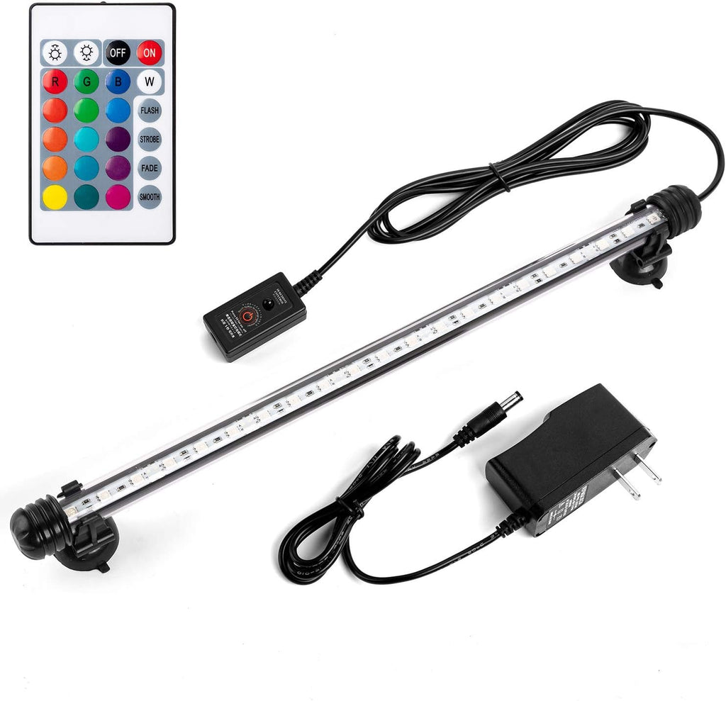 iKefe 15" Color Changing LED Fish Tank Aquarium Submersible Light with Remote/Colored Aquarium LED Tank Lights Fixture for Underwater Decorations, Plant Grow, Saltwater Freshwater Fish, KR5015