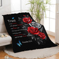 Christian Blanket Bible Verse Throw Blanket Red Rose Inspirational Religious Spiritual Gifts for Girls Boys Kids Adults Women Men Soft Cozy Plush Fluffy Fuzzy Fleece Blanket Decor 60''X80''