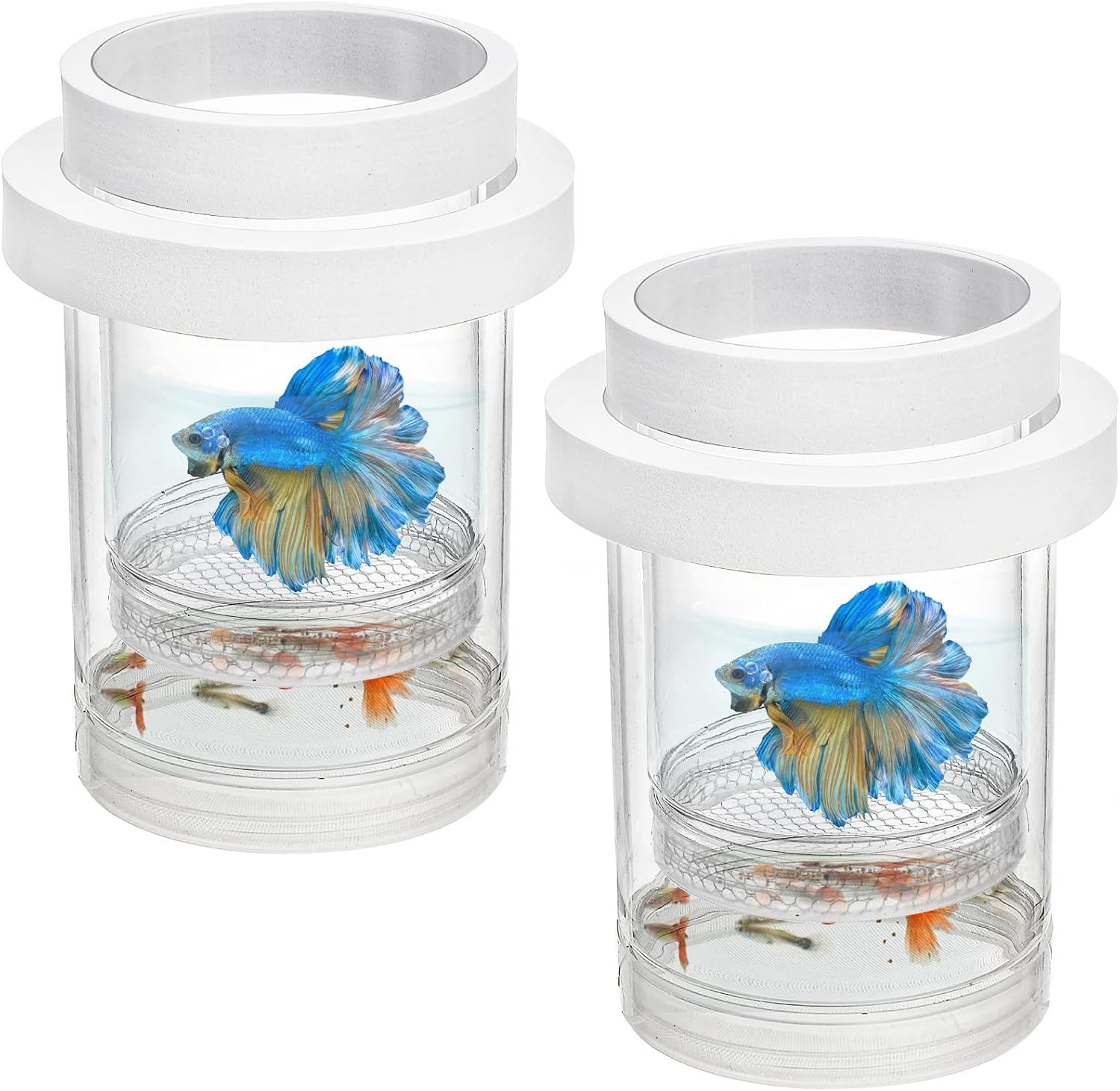2 Pieces Breeder Box for Fish Tank, Floating Plastic Aquarium Isolation Box, Mesh Fish Nursery Separator Tank Hatchery Incubator for Shrimp, Betta, Clownfish, Guppy, Large 2-Piece Set
