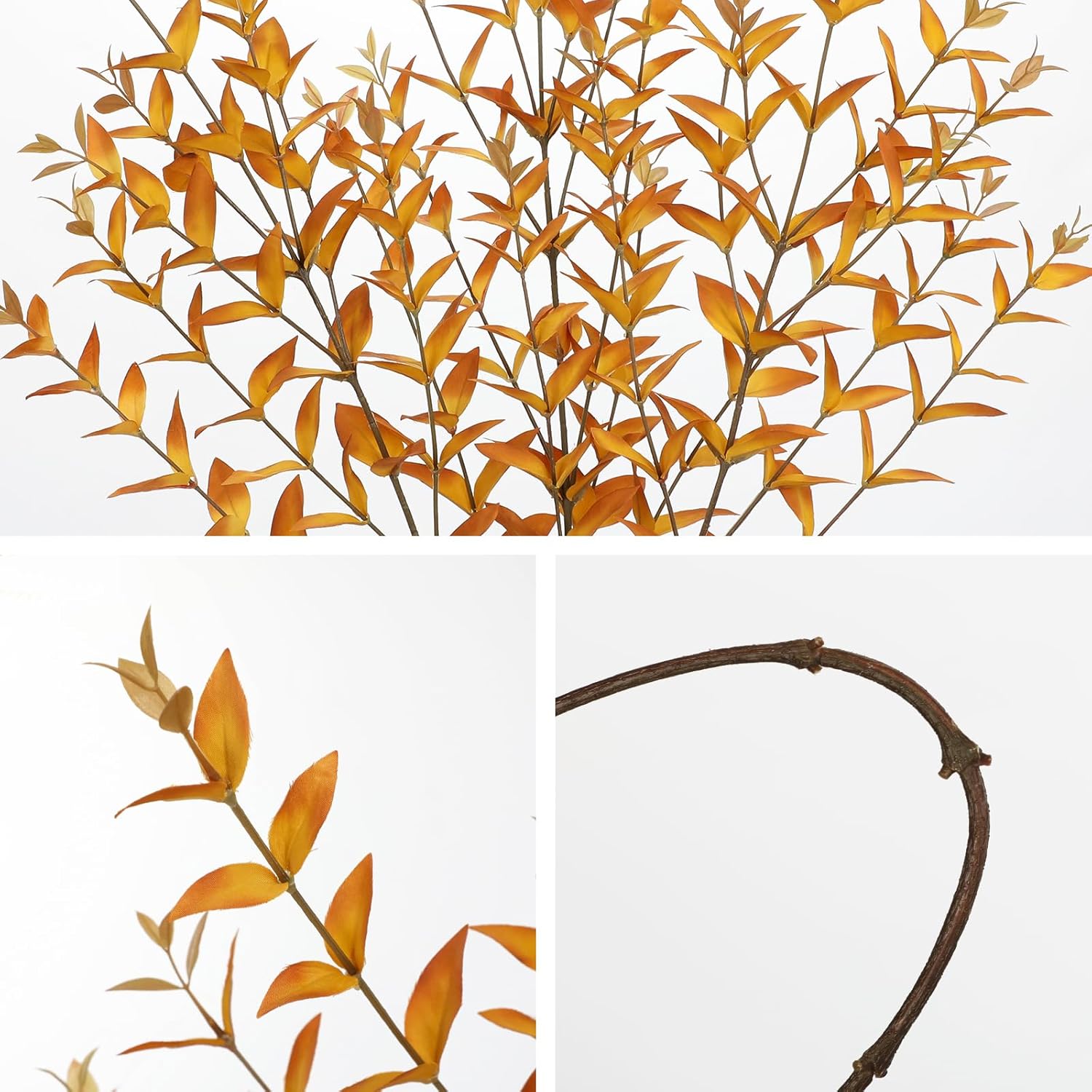 Briful 3PCS Artificial Fall Stems – 36.2" Long Stem Golden Leaf Branches, Autumn Foliage Branch for Fall Vase Filler, Thanksgiving Centerpiece, Harvest & Farmhouse, Christmas Decoration