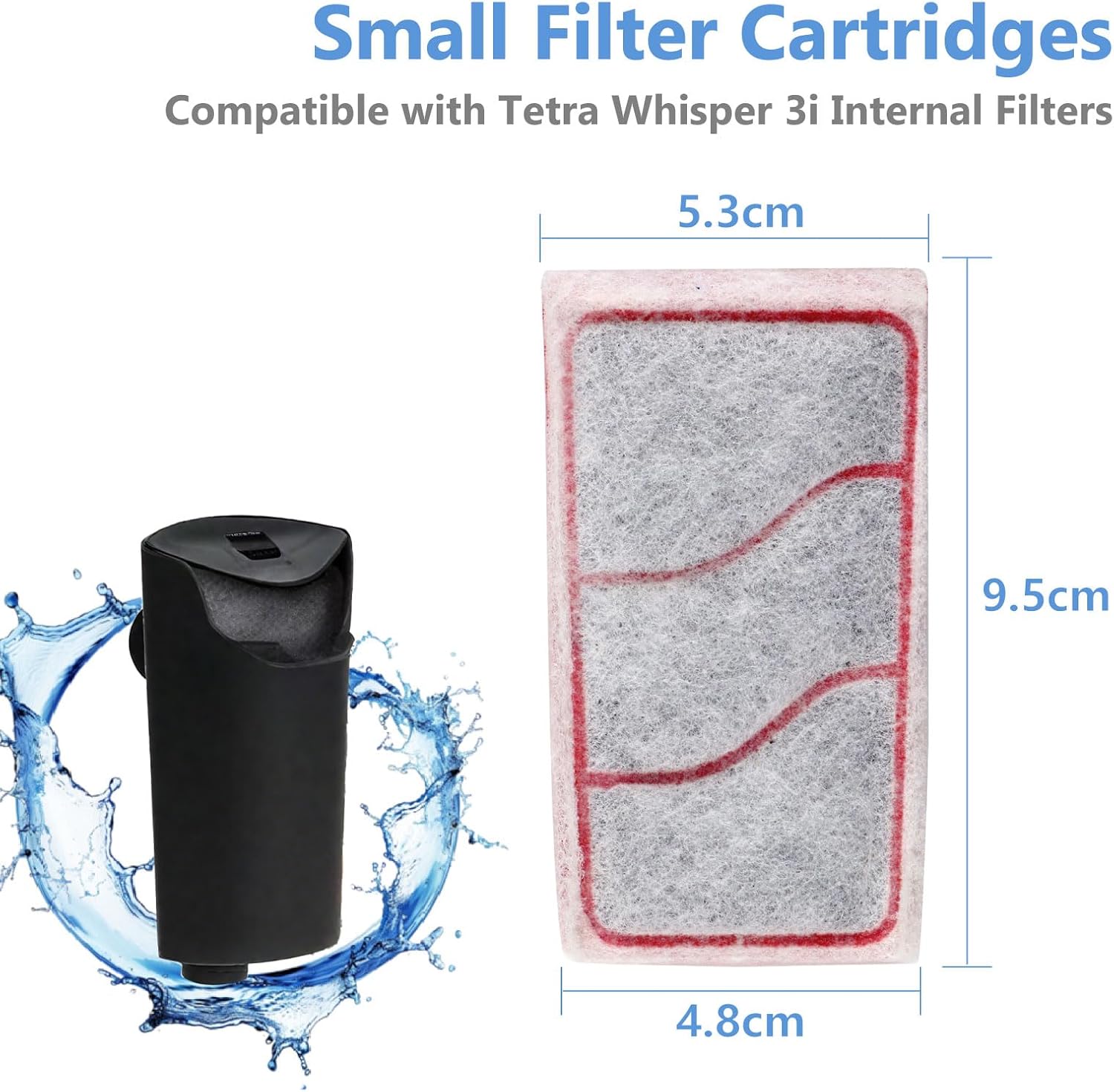 Aquarium Filter Cartridges Replacement Compatible with Whisper 3i Internal Fish Tank Filter, Multi-Layer Filter Pad with Cotton, Activated Carbon & Zeolite, 16 Pack