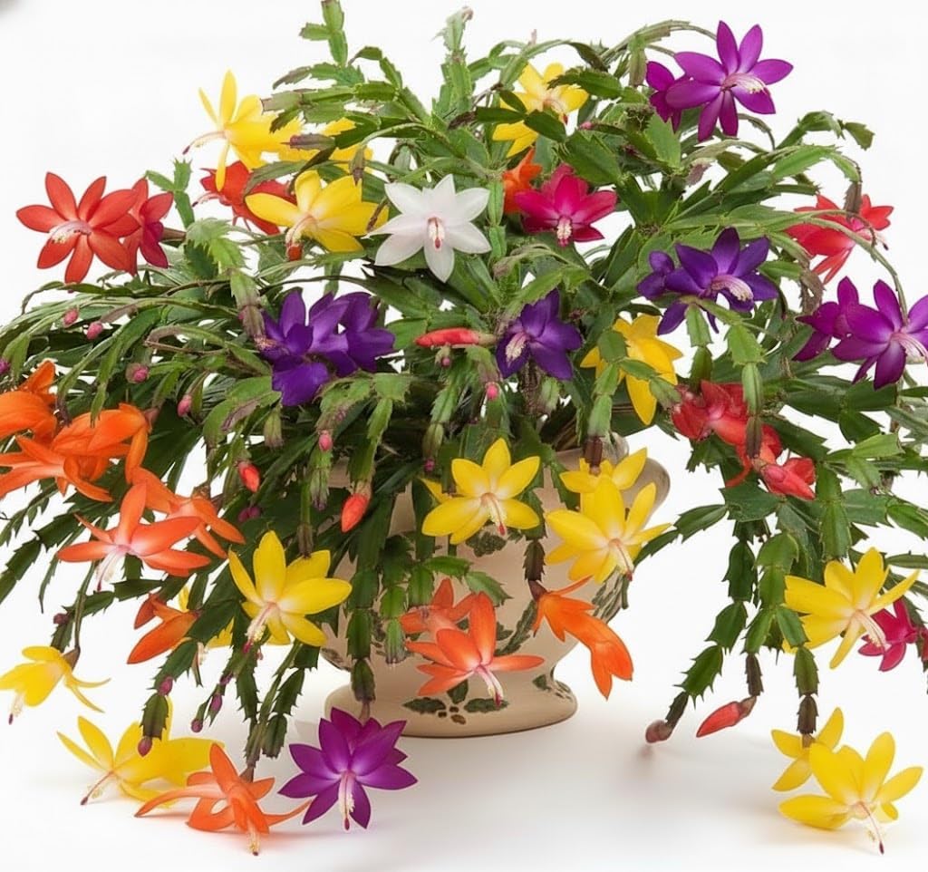 True Thanksgiving Cactus Plant Live in 4" Pot, Ready to Bloom, Holiday Christmas Cactus Plants Live, Random Blooms