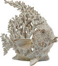 VVGIFTS Beach Coastal Decor Coral Reef Angelfish Home Office Desk Decor Sculpture Statue for Tabletop Shelf Bathroom Decoration Ornament Gift (White)