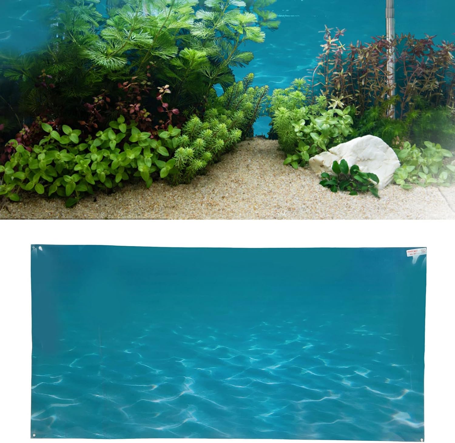 Aquarium Poster, Underwater Paper Cling Sticker with Sea Water Pattern Aquarium Wallpaper Background Decoration Picture PVC Adhesive Poster (122 * 50CM)