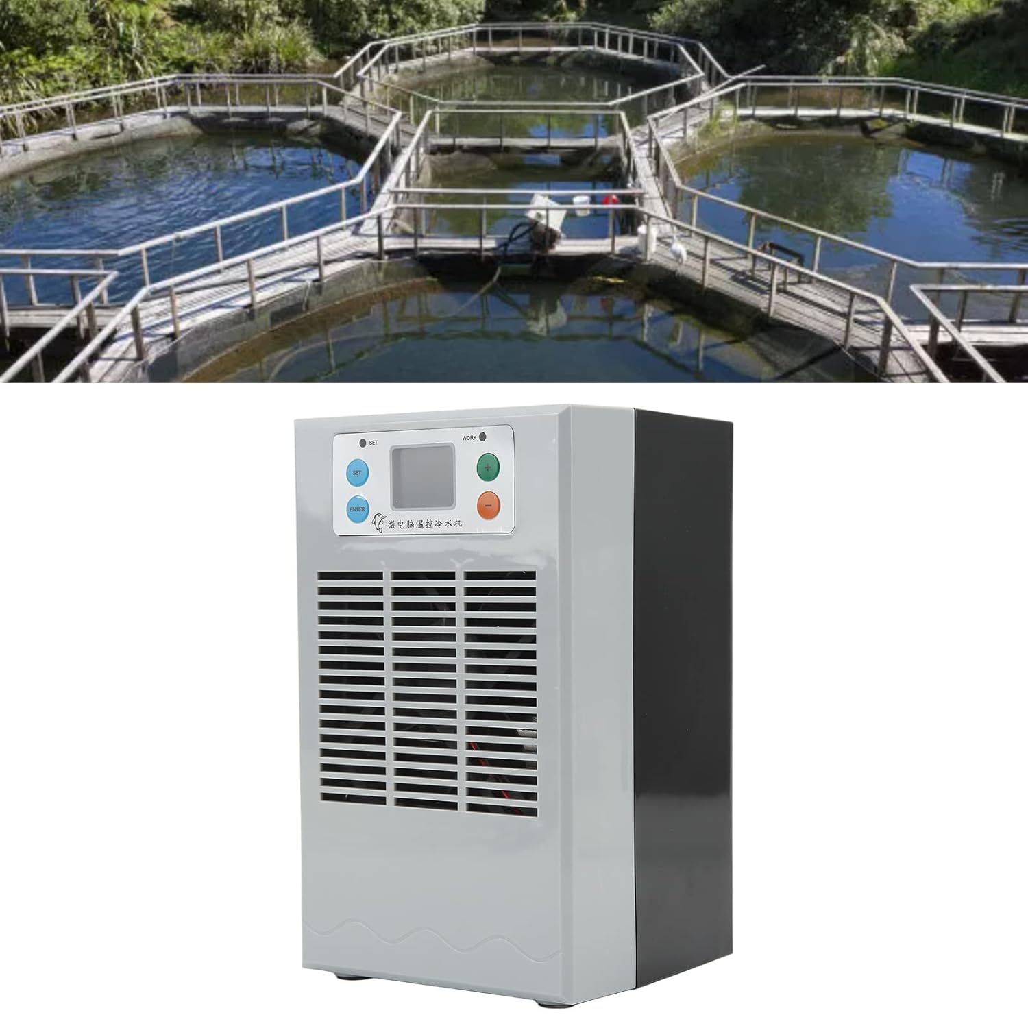 Aquarium Chiller, ABS Housing Digital Display Intelligent Temperature Control Electric Water Heater Chiller for Aquaculture US Plug Pump US Plug 110V