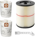 MZY LLC 1 Pack 17816 Filter for Craftsman Shop Vac Filter Cartridge Replacement with 2 Pack CMXZVBE38749 General Purpose Dust Collection Bags for 16 and 20 Gallon Shop Vacuums