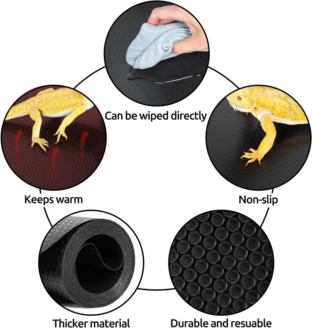 REPTI ZOO Reptile Substrate Mat Terrarium Carpet, 118" x 23.6" Non-Adhesive Reptile Terrarium Bedding Substrate Liner, Reptile Tank Accessories for Bearded Dragon,Leopard Gecko,Lizard,Tortoise
