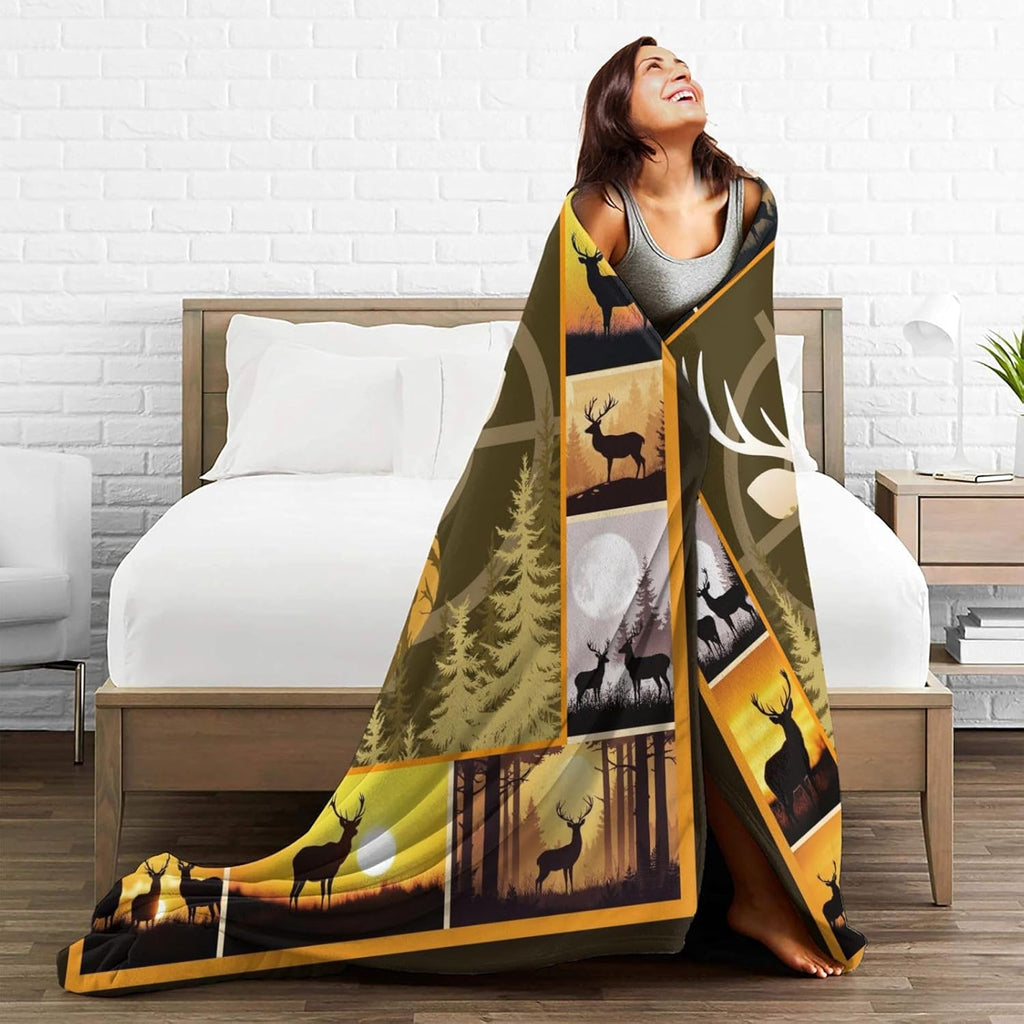 Hunting Throw Blanket Deer Throw Blankets Gifts for Couch Sofa Bed Stuff Decor Soft Cozy Fleece Plush Warm Flannel for Hunter Lover Men Women 40"x50"