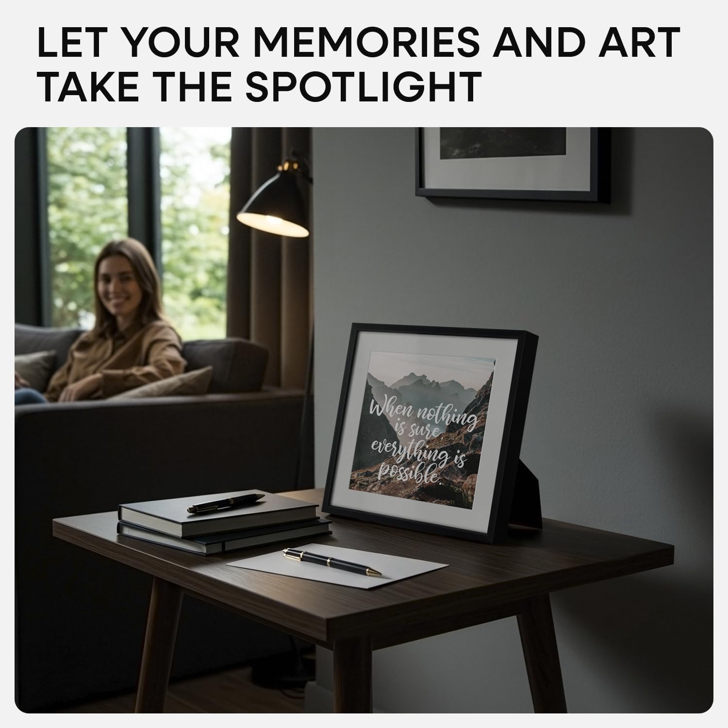 Homeforia 10x10 Black Picture Frame, High End Metal 10 by 10 Square Frames with Mat 8 x 8 Opening, 10by10 Poster Frames Matted to 8x8 Photo, Wall or Tabletop Frames, Tempered Glass, Wall Kit, Set of 3