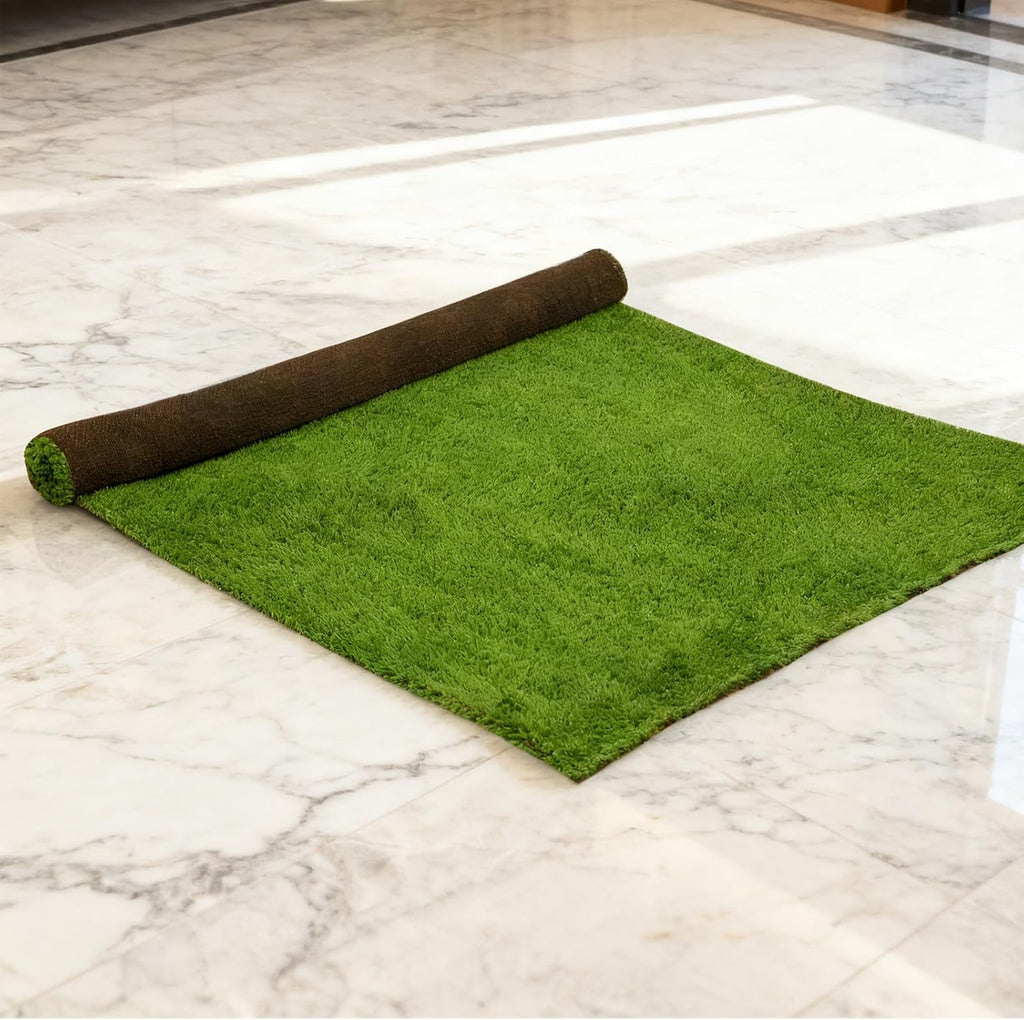 Artificial Grass Mat 4x3.3 Ft - Realistic & Soft Synthetic Turf, Fake Grass Carpet for Indoor Outdoor Use, Backyard, Patio, Balcony Decor (Green) (Grass Green)