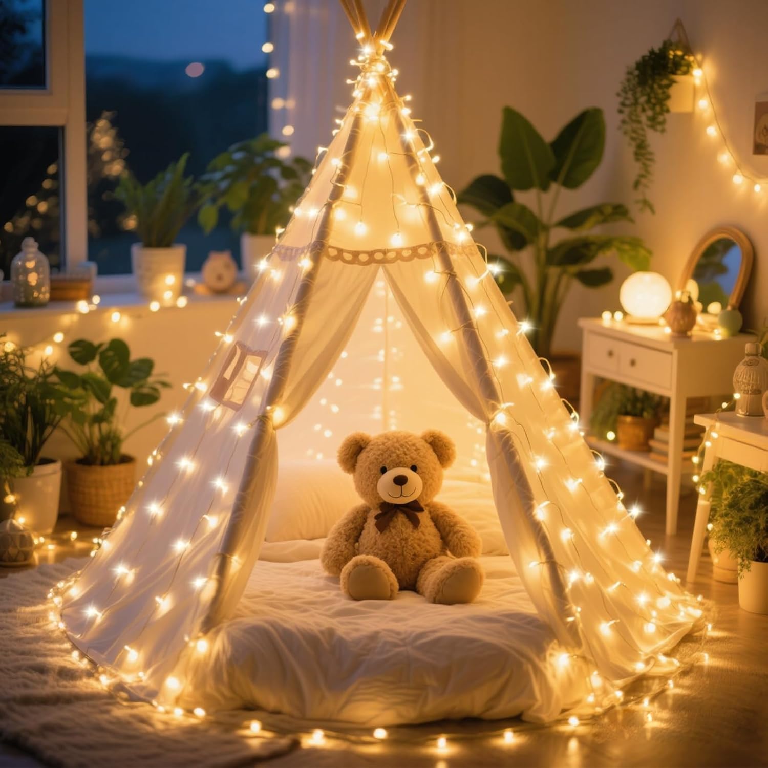 200 Led Fairy String Lights with Remote Timer, Firefly Bunch Lights Battery Operated, 8 Flashing Modes 10 Strand, Waterfall Twinkle Lights for Indoor Outdoor Halloween Christams Decor, Warm White