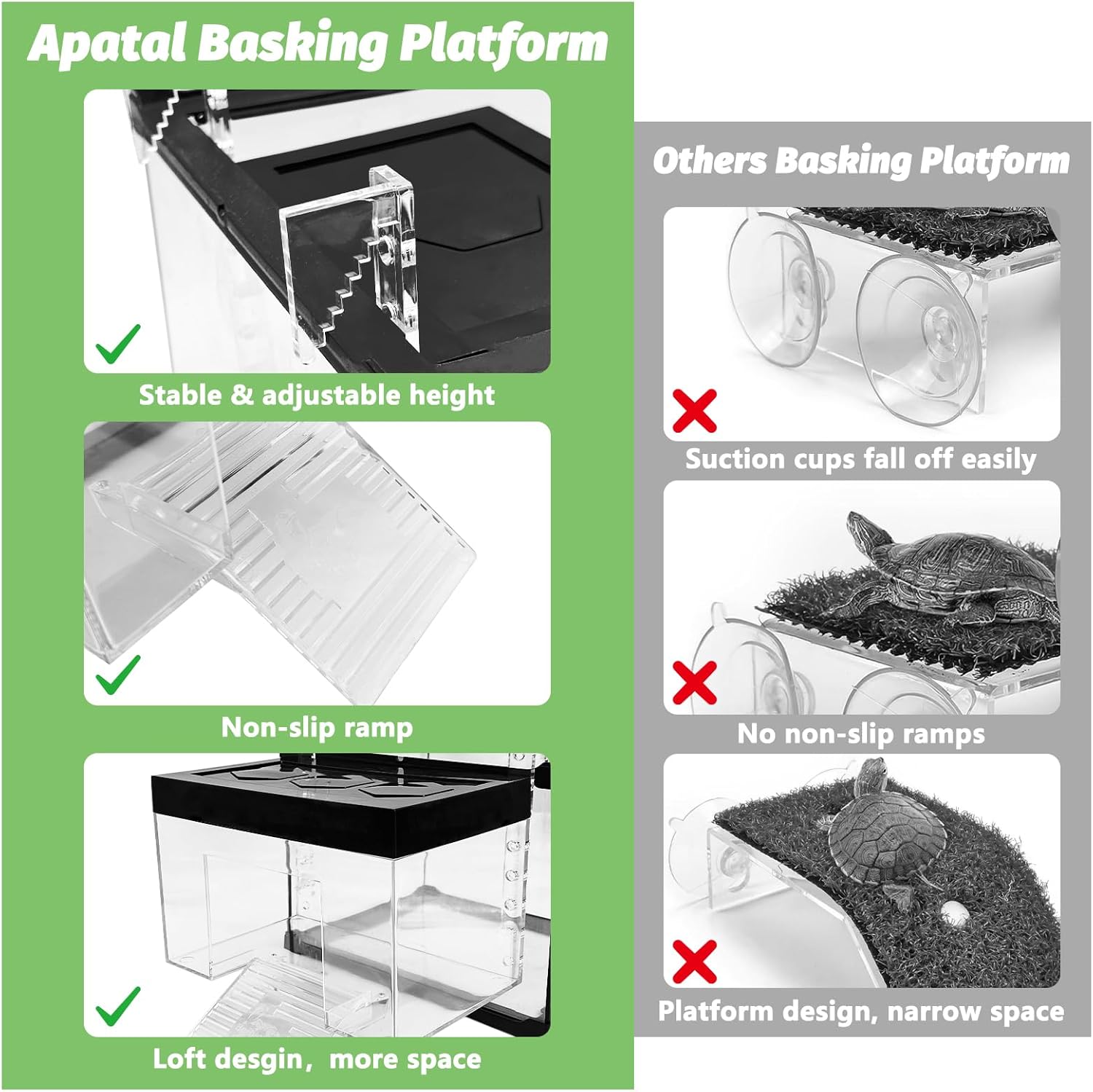 Turtle Basking Platform 9.84 x 6.30 x 6.30inch Hanging Basking Platform for Aquatic Turtles with Lid and Ramp Adjustable Reptile Ramp Dock Turtle Tank Accessories (Medium)