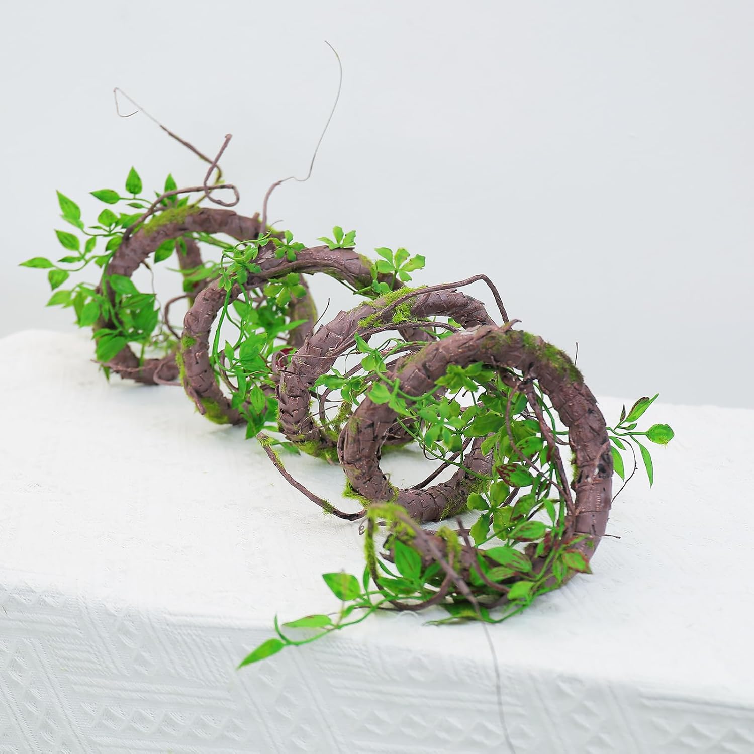 71 Inch Bendable Artificial Tree Vines Twine Branches Moss Greenery Plants Reptile Climbing Garland Twigs for Outdoor Camping Garden Wall Pipes Hanging Halloween Christmas Decoration