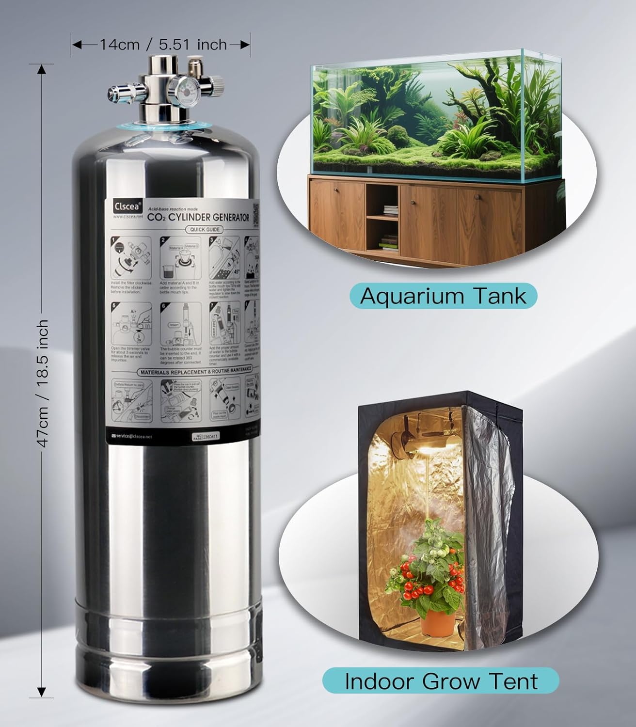 Aquarium CO2 Generator with Solenoid Valve for Aquarium Plants 5.5L G900S