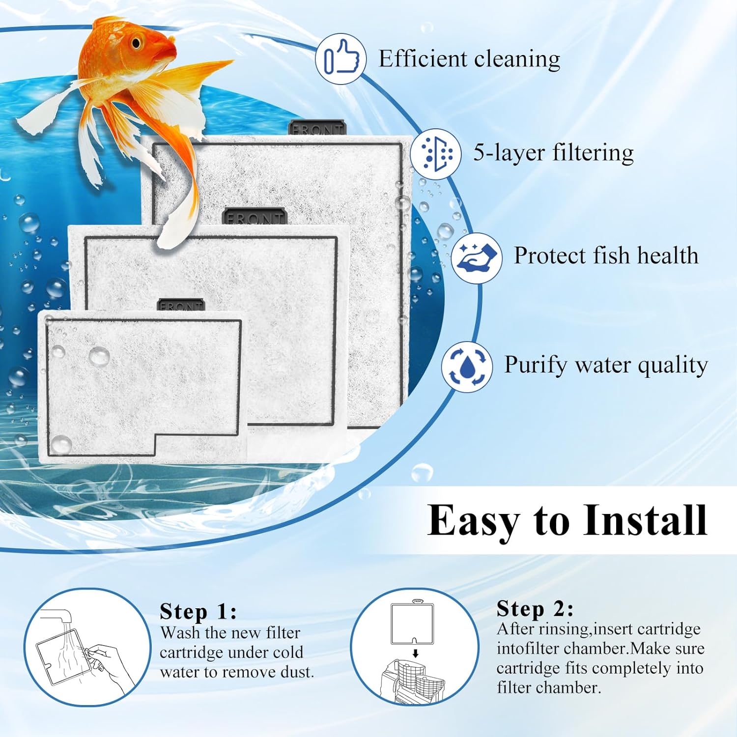 16 Pack Large Filter Cartridges Compatible with Aqueon QuietFlow Filter LED PRO Size 20,30,50,75/Power Filter Size 20,30,50,55/75,E Internal Size 40 and Canister Filter Size 200/300/400