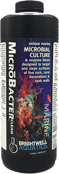 Brightwell Aquatics MicroBacter Clean - Microbial Culture & Enzyme Blend Fish Tank Cleaner - Cleans Live Rock Surfaces for Saltwater Fish Habitats - Aquarium Water Treatments, 33.8 fl oz