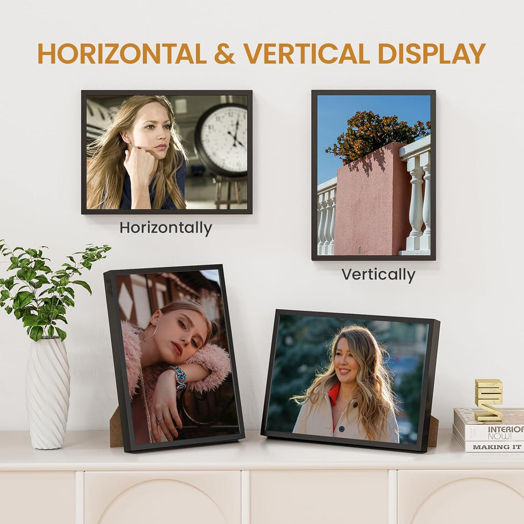 8x11 Aluminum Metal Picture Frame,Tempered Glass Black Photo Frame 8x11 for Family Photo,Posters,Art,Document to Wall Mount Horizontally or Vertically