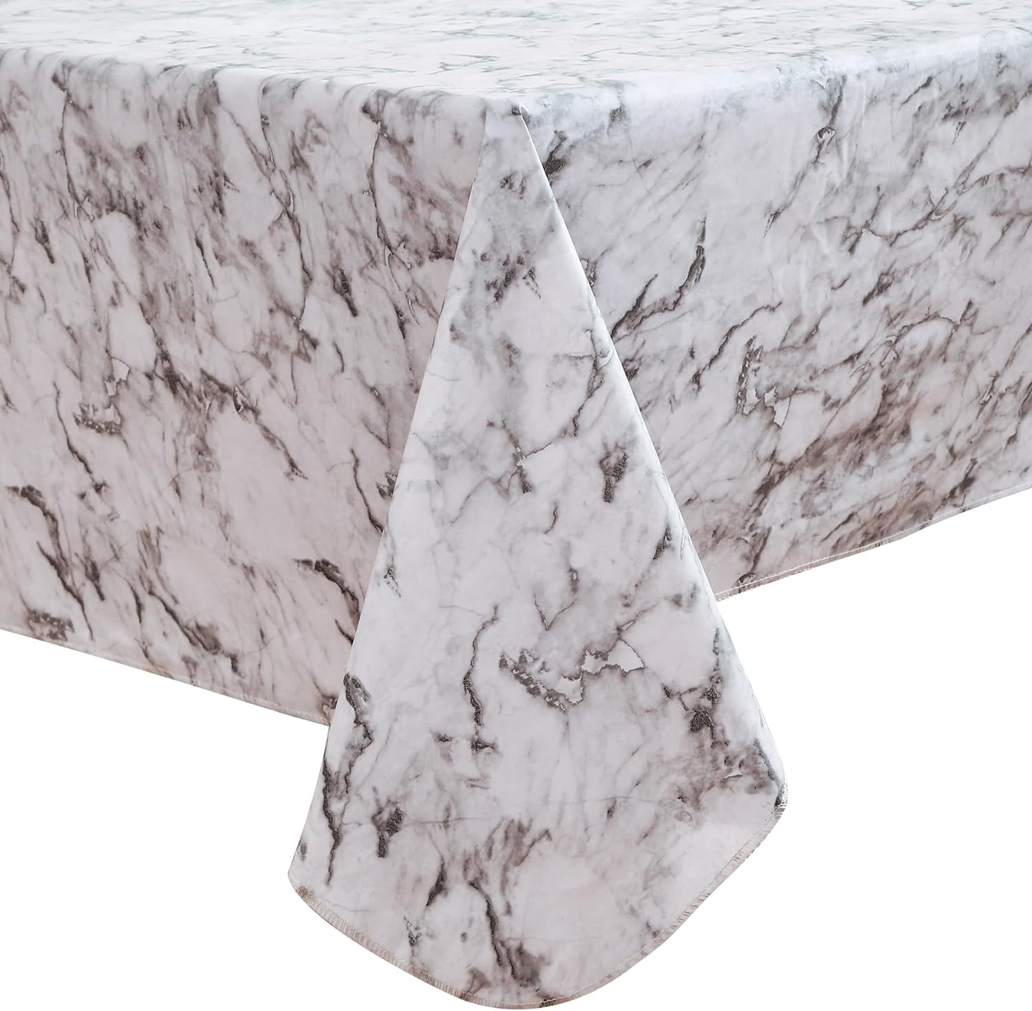 Walrus Heavy Duty Vinyl Tablecloth with Flannel Backing Waterproof Oil-Proof Plastic Table Cloth Stain-Resistant Wipeable Rectangle or Square Table Cover for Indoor and Outdoor (Marble, 60X102 Inch)