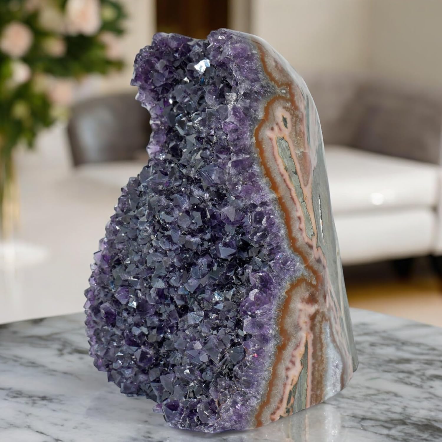 Large Natural Amethyst (8 lb to 10 lb) Crystal Clusters Stone from Uruguay Raw Geode Quartz - Deep Purple Color