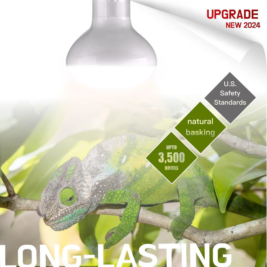 Reptile Heat Bulb Lamp, 2-Pack 100W Daylight Basking Spot, Bearded Dragon/Turtle/Lzard/Gecko Light Bulb, UVA Heat Lamp, Basking Light for Reptiles
