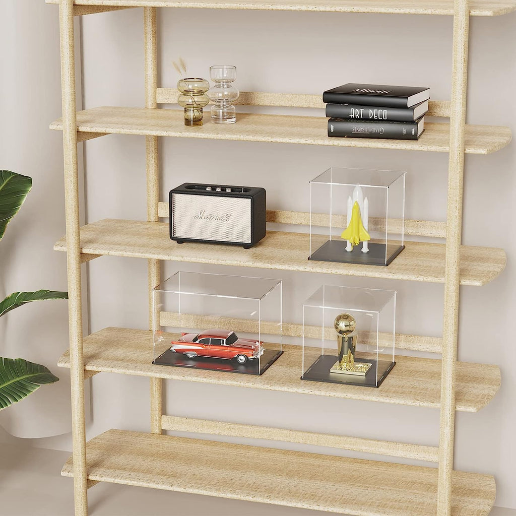 Acrylic Box with Matt Black Base, Simple Self-Assembly Clear Acrylic Display Case, 13x13x13 inch Showcase with Lid for Collections, Figures and Dolls