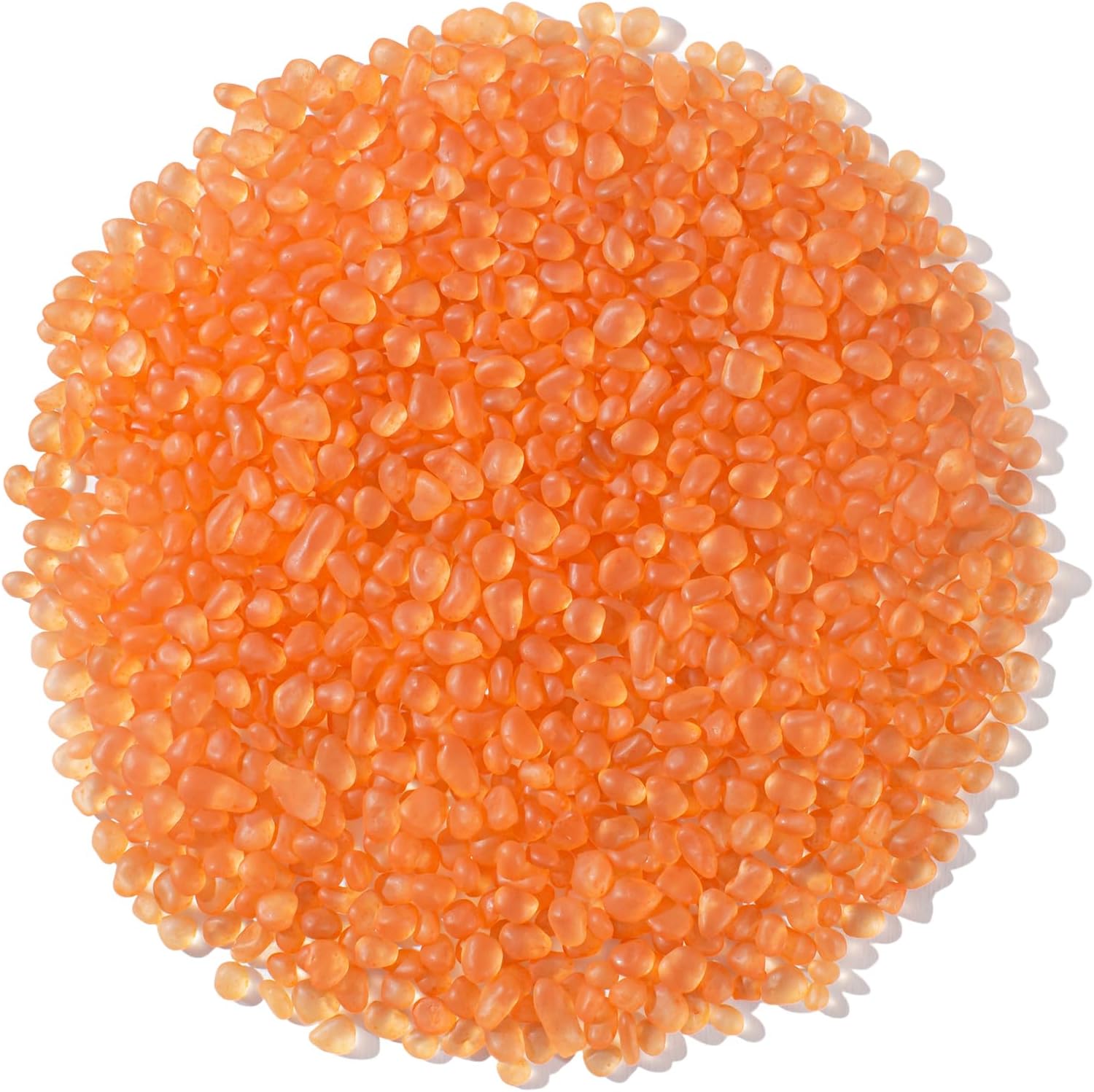 Keedolla Aquarium Rocks Betta Fish Tank Gravel, 8oz Frosted Sea Glass Marbles Gemstones for Vase Fillers, DIY Crafts and Home Decor - Orange, 6-9mm