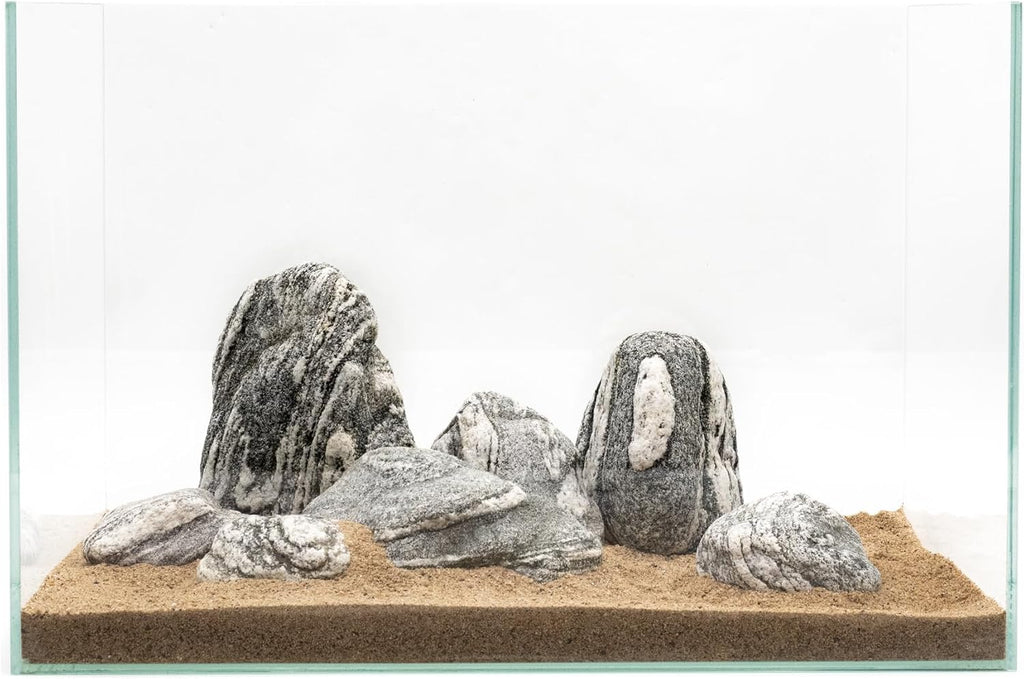 Natural Fish Tank Stones Aquarium Rocks 10lb Silver Seiryu Rock for Aquascaping, Terrariums, Bonsai, Garden Landscaping & Reptile Habitats(2-7inch 5-6Pcs)