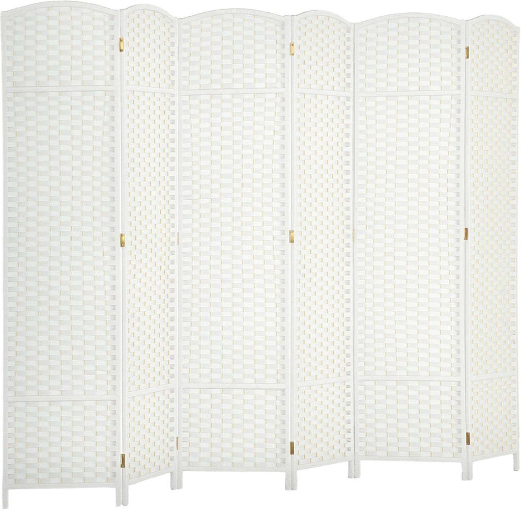 HOMCOM Room Divider, 6 Panel Folding Privacy Screen, 5.6' Tall Freestanding Wall Partition for Home Office, Bedroom, White