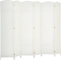 HOMCOM Room Divider, 6 Panel Folding Privacy Screen, 5.6' Tall Freestanding Wall Partition for Home Office, Bedroom, White