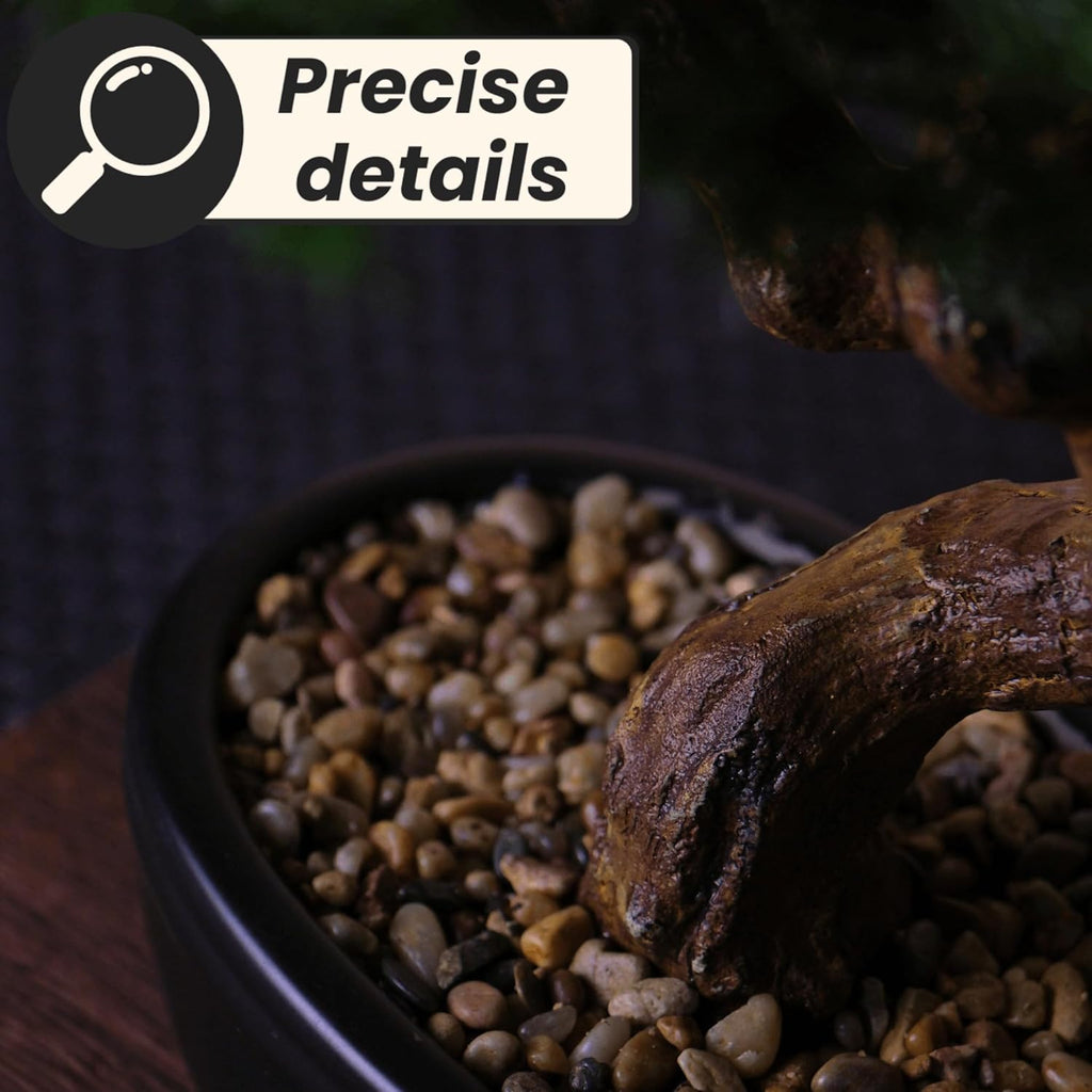 Artificial Bonsai Tree 16" Tall with Realistic Wood and Ceramic Pot, Fake Plants for Home, Bedroom and Office Desk, Japanese Decor