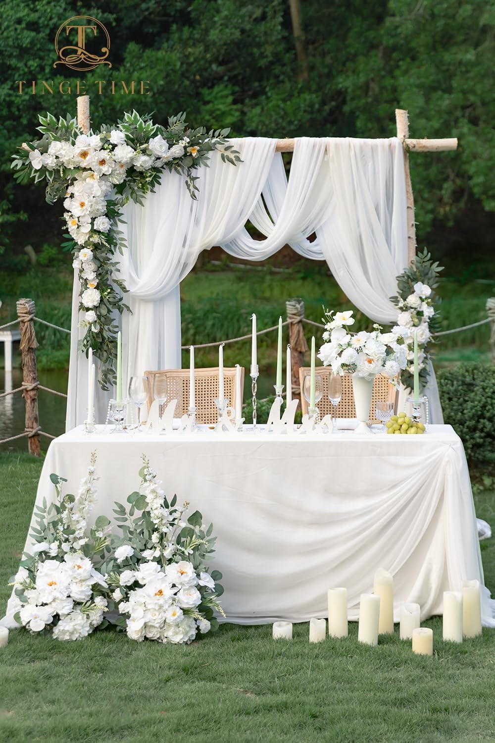 TINGE TIME Artificial Arch Flowers Kit Pack of 5, Wedding Decorations for Reception with Hanging Flowers, Wedding Arch Silk Floral Arrangements Ceremony Backdrop Bridal Shower Outdoor Party Decor