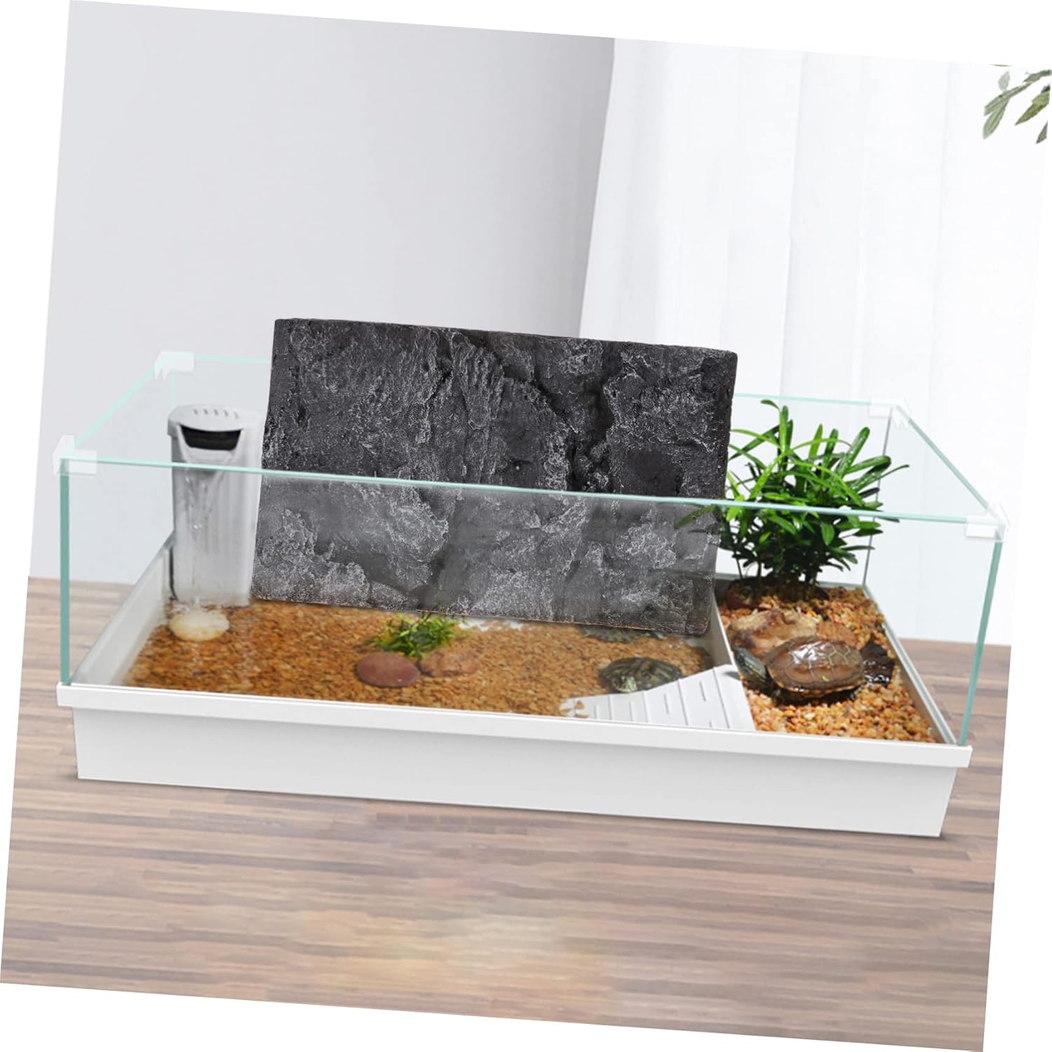 TEHAUX Turtle Tank Decorative Board 3D Natural Background Reptile Glass Terrarium Tank 3D Aquarium Background Board Background for Reptile Tank Snake Stone Wall Panels Bracket Foam Desert