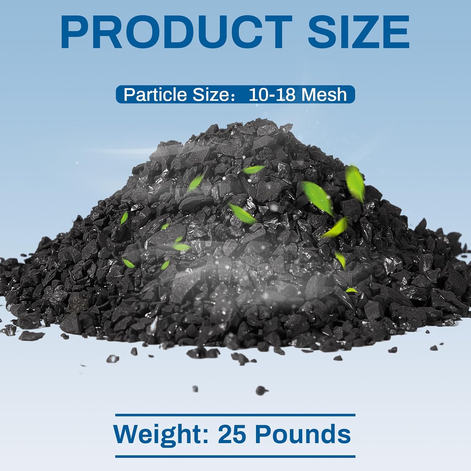Timgle Bulk Water Air Filter Activated Charcoal Coconut Hull Granular Activated Carbon 10-18 Mesh Water Distiller Charcoal Filters Media for Filtration(25 Lbs)