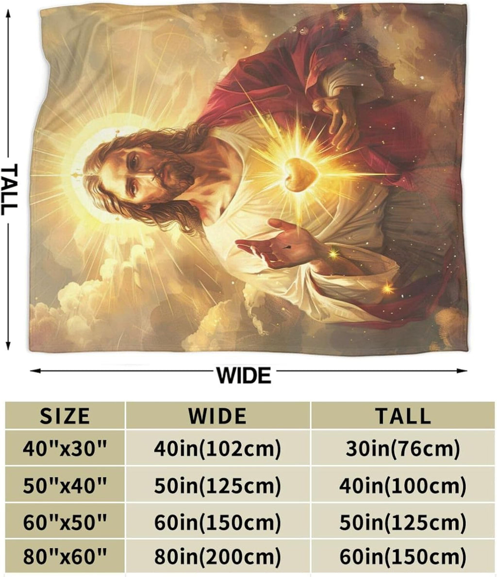 Jesus Blanket Jesus Throw Blanket Flannel Stuff Merch Cozy Decor Fleece Plush Fuzzy Warm Soft Lightweight Bedding Gifts for Girls Women Men Boy Couch Sofa 50"X40"